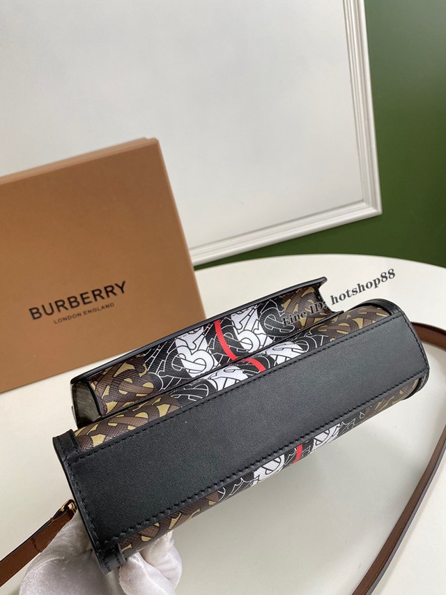 Burberry專櫃新款小號撲克包 巴寶莉焦糖咖啡奶油白手提托特包 yxb1107